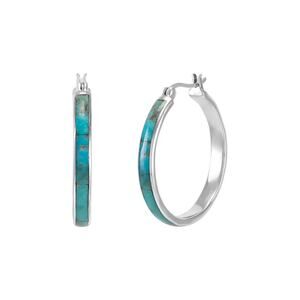 SILPADA Beginner's Luck Silver Compressed Turquoise Hoop Earrings